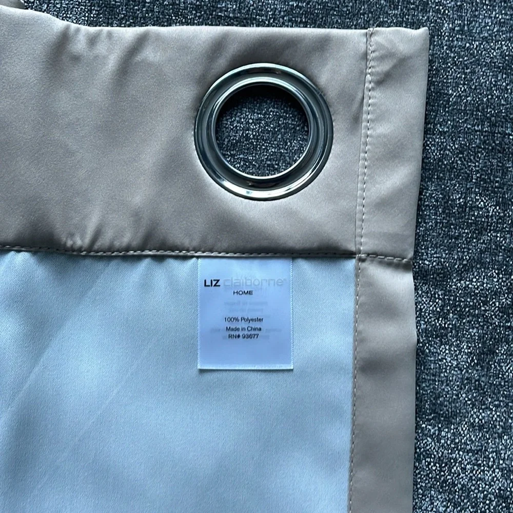 Liz Claiborne pair of Tan Curtains with Metal Grommets